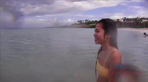 You hit the beach with Vina and she sucks your cock in the car.